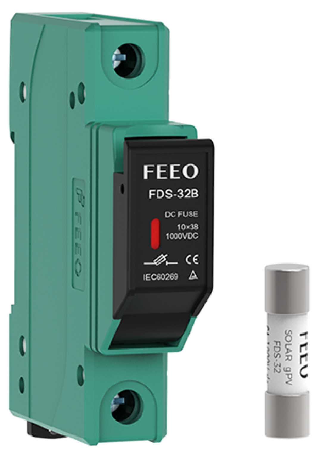 Fuse Holder, DC, Light, 1P, 15A, 1000VDC,1P, FDS-32B FEEO