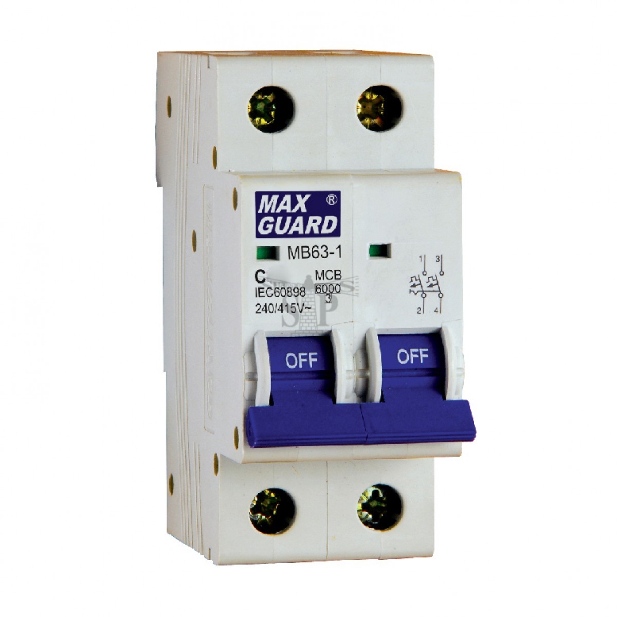 MCB, AC, 2P, 32A, 415VAC, Type C, MB63-1 Maxguard